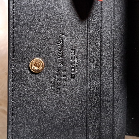 Coach NWTs Disney Mickey Maze Keith Haring Leather Snap Wallet Yellow Red - Picture 11 of 12